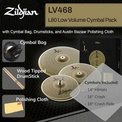 Zildjian LV468 L80 Low Volume Cymbal Pack w/ Cymbal Bag