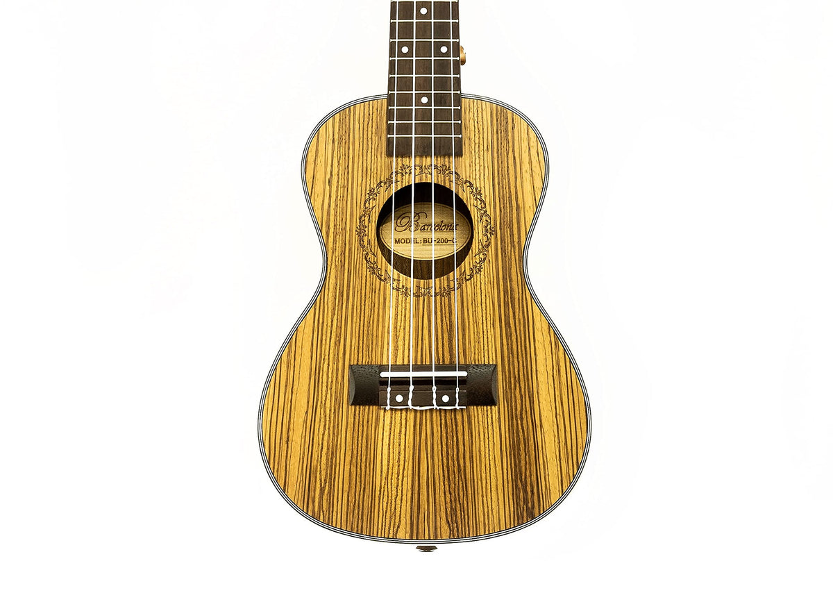Barcelona Zebra Wood Concert Ukulele w/ Gig Bag