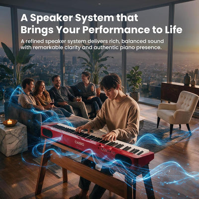Casio PX-S1100 Privia Slim Digital Piano - Red w/ Adjustable Stand
