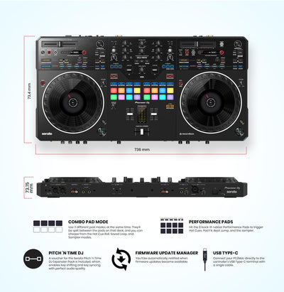 Pioneer DJ DDJ-REV5 Scratch-Style 2-Channel Professional DJ Controller w/ Case