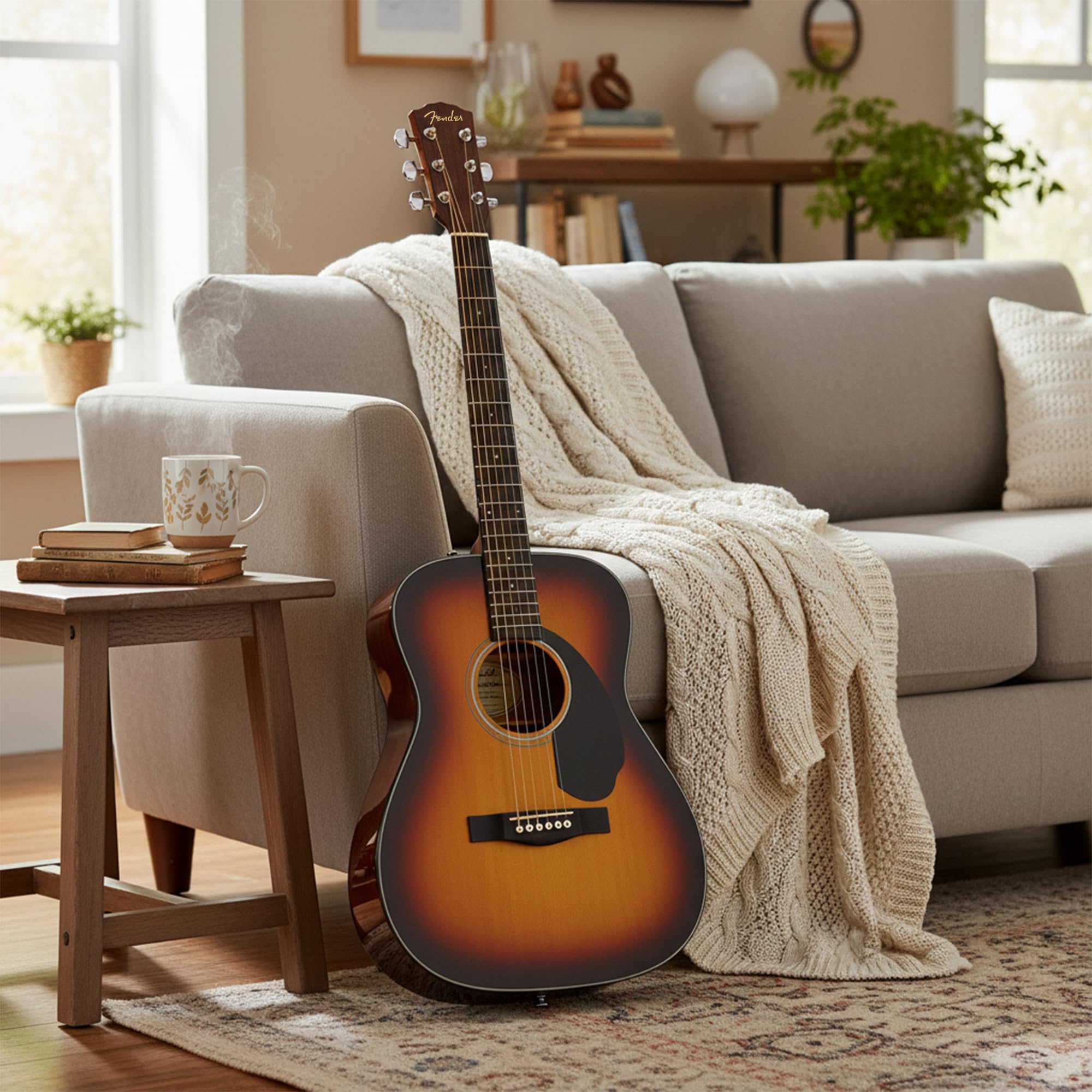 Fender CC-60S Solid Top Concert Acoustic Guitar - 3-Color Sunburst w/ Gig Bag
