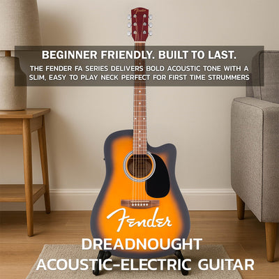 Fender FA Series Dreadnought Acoustic-Electric Guitar - 2-Color Sunburst w/ Gig Bag