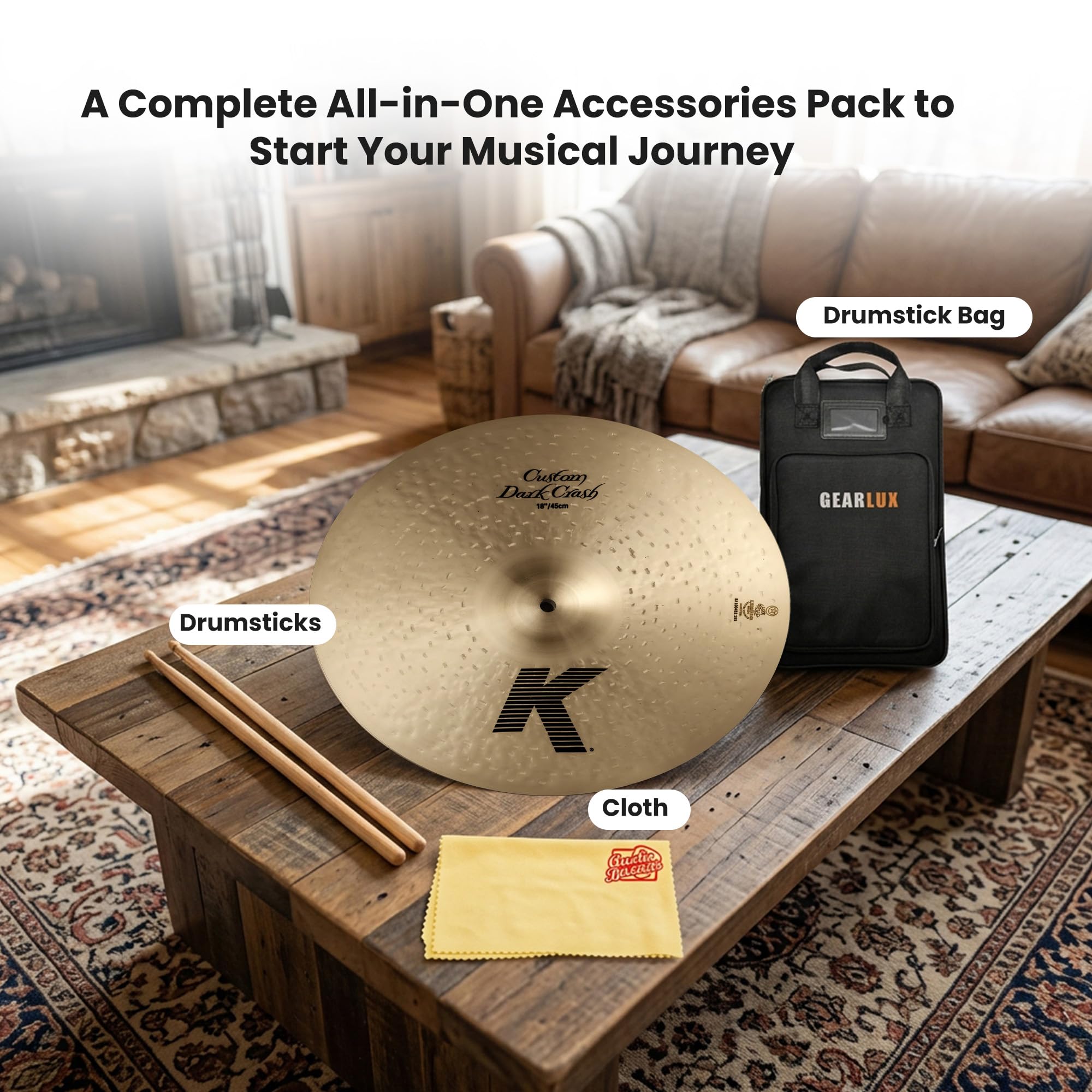 Zildjian K0953 18" K Custom Dark Crash Cymbal w/ Drumstick Bag