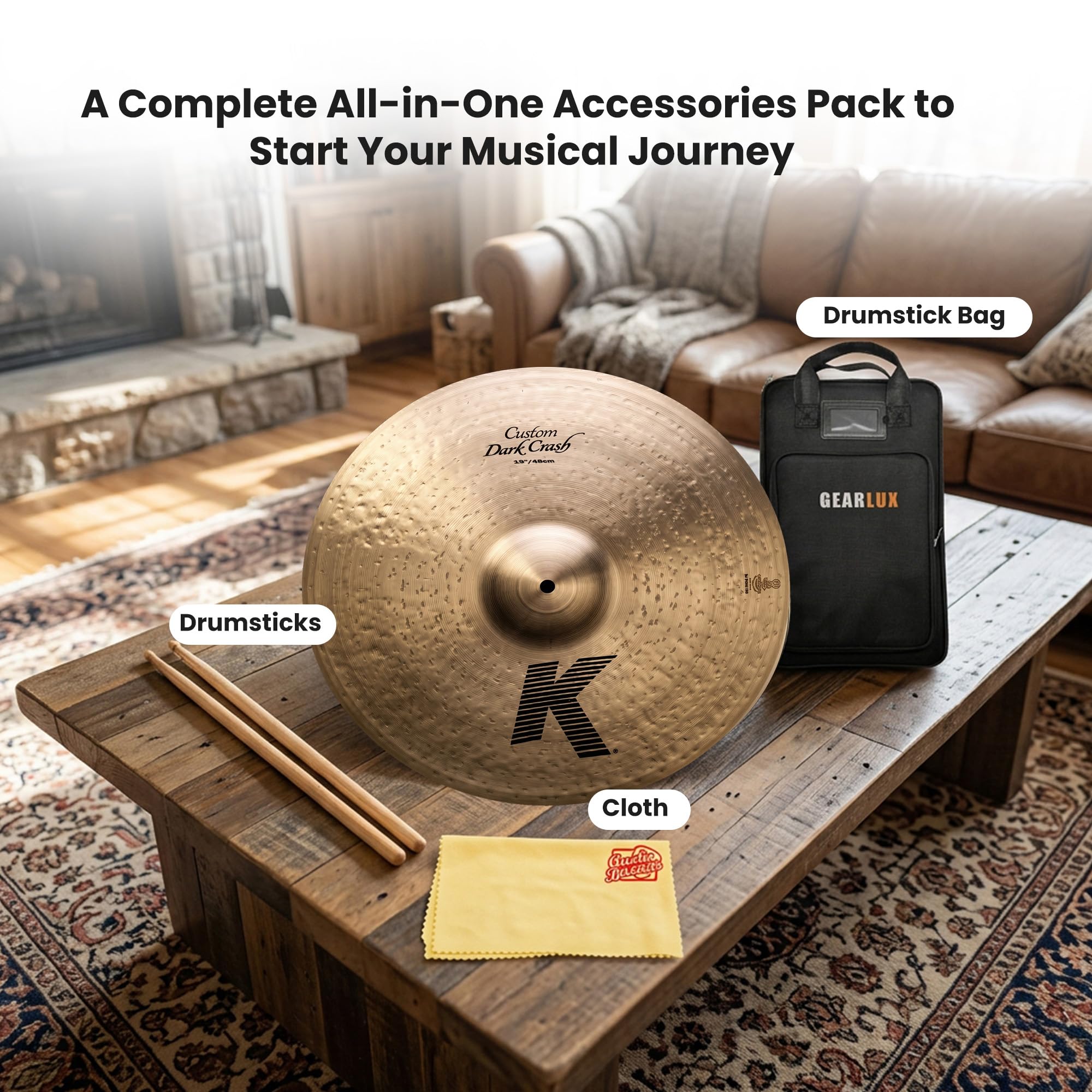 Zildjian K0978 19" K Custom Dark Crash Cymbal w/ Drumstick Bag
