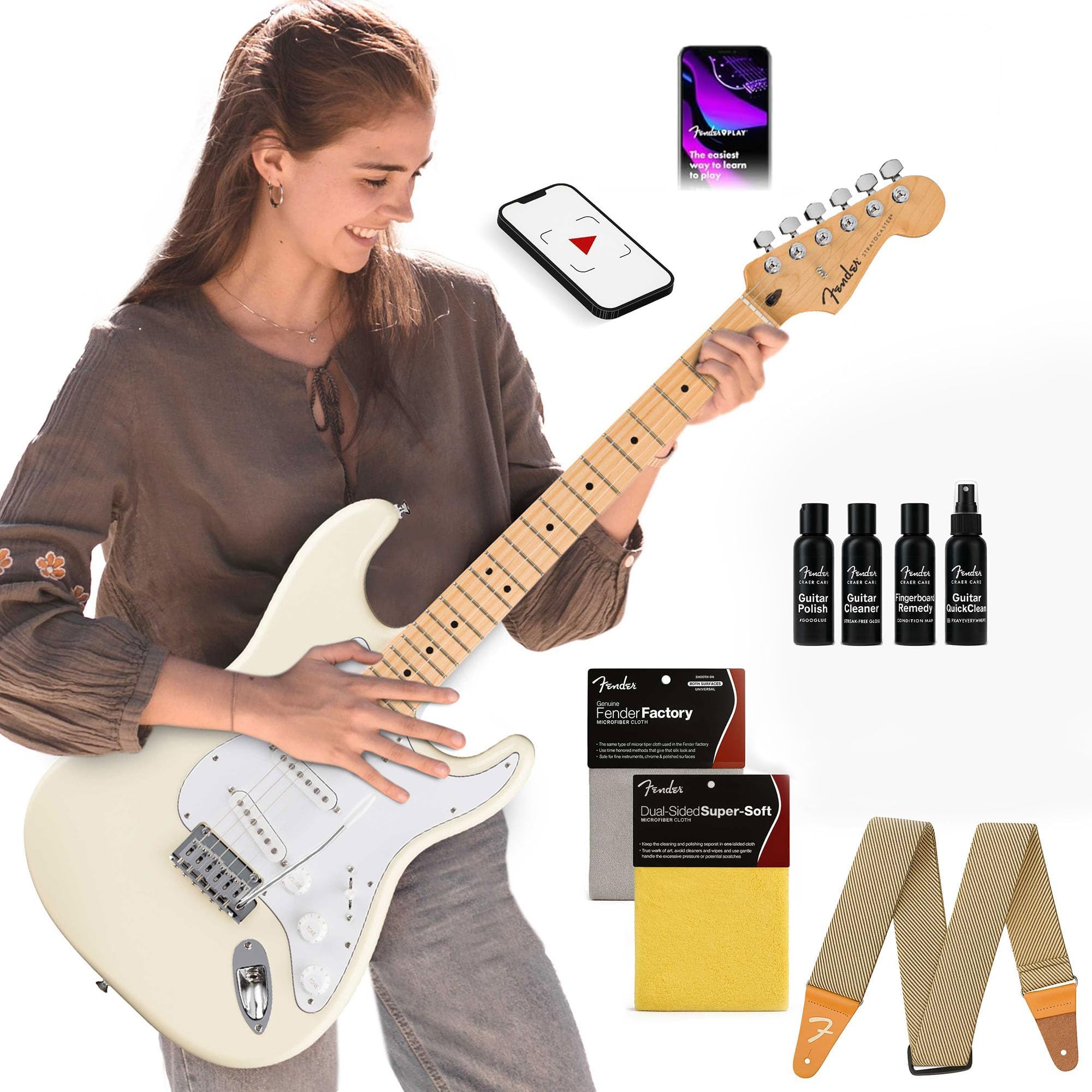 Fender Standard Stratocaster - Olympic White w/ Guitar Cleaning Kit