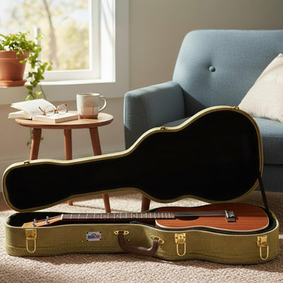 Gearlux Wooden Baritone Ukulele Case - Tweed