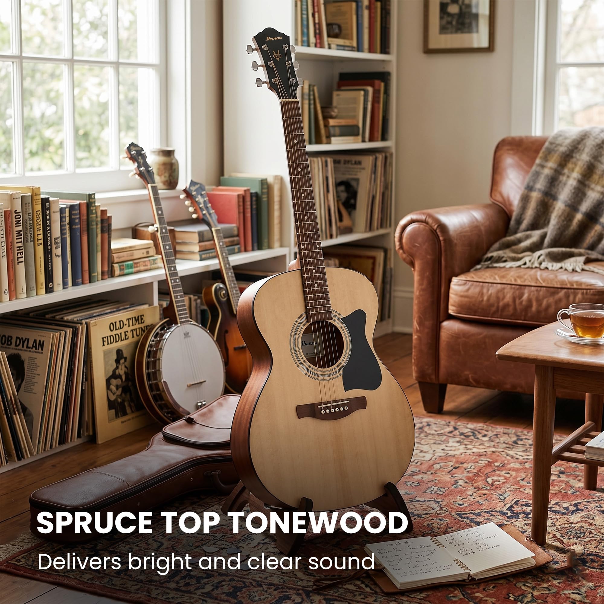 Ibanez IJVC50 JamPack Grand Concert Acoustic Guitar Pack - Open Pore Natural w/ Gig Bag
