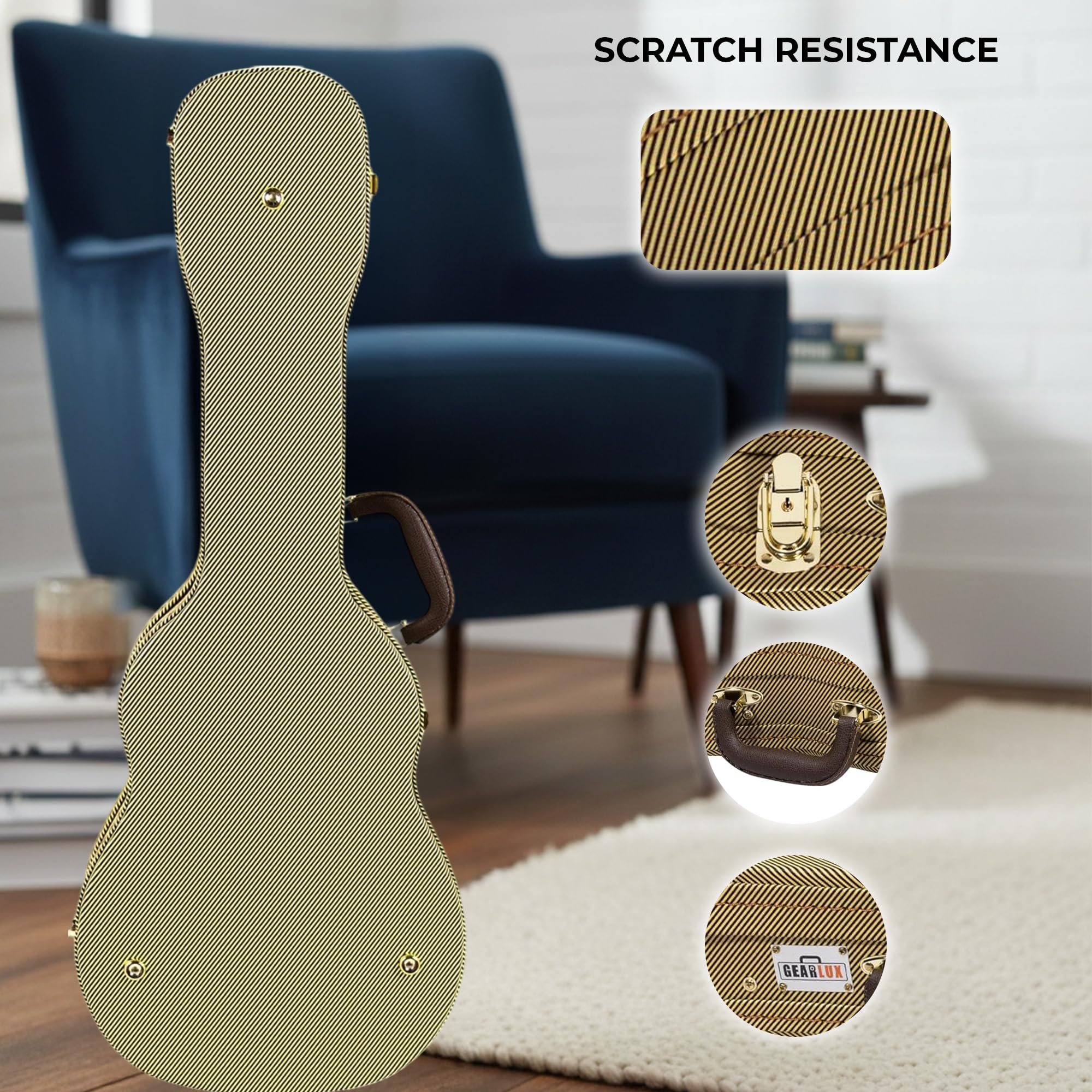 Gearlux Wooden Baritone Ukulele Case - Tweed