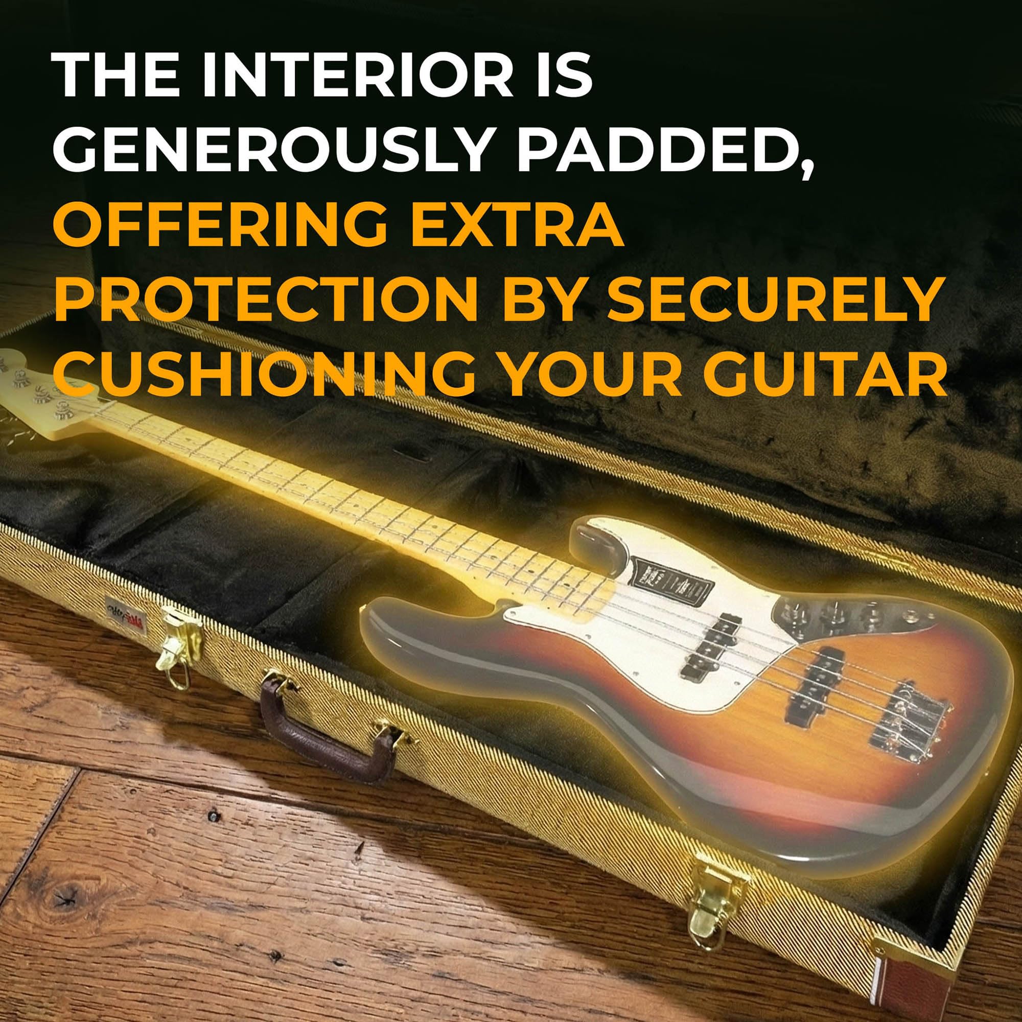 Gearlux BC-227 Electric Bass Guitar Hard Case - Tweed