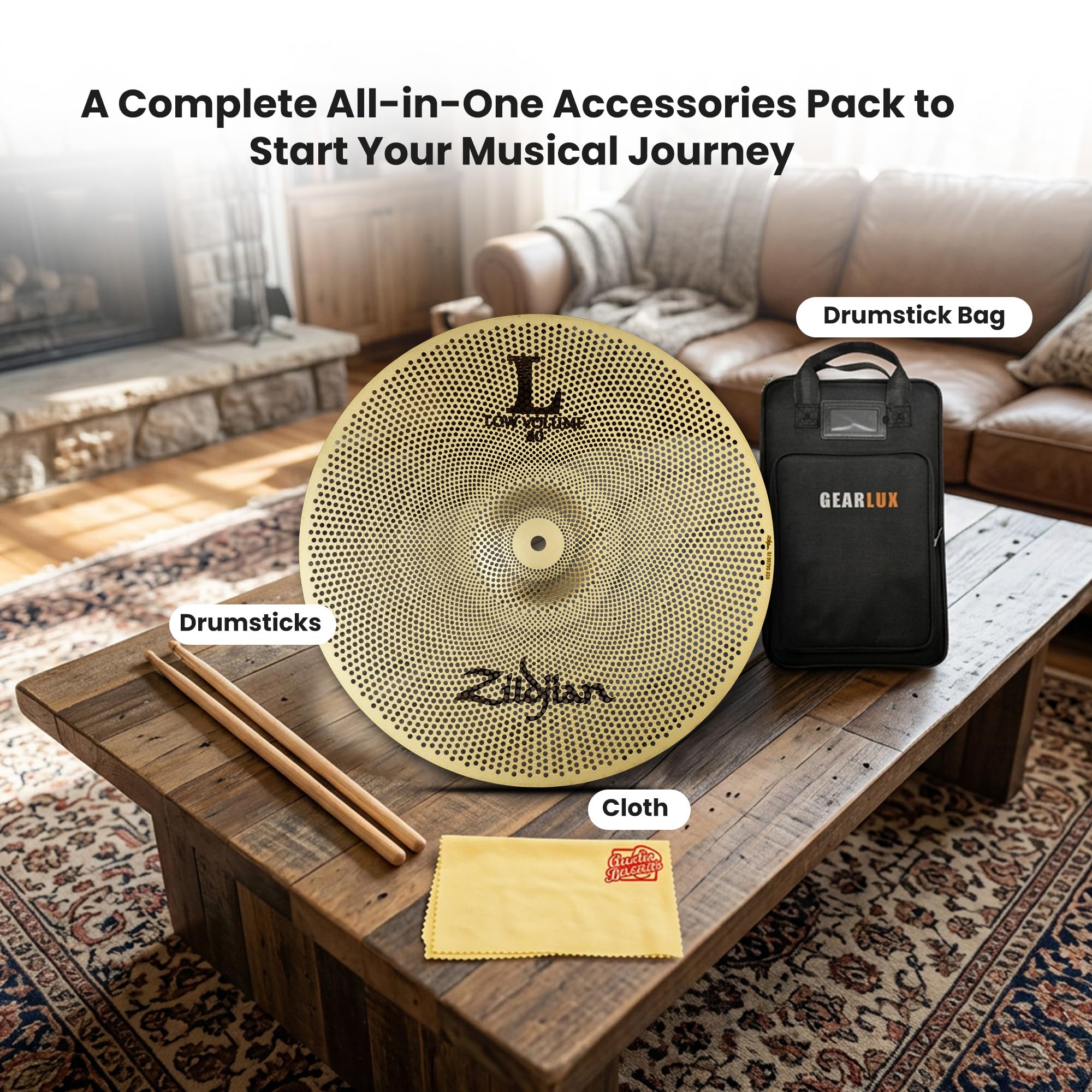 Zildjian LV8016C-S 16" L80 Low Volume Crash Cymbal w/ Drumstick Bag