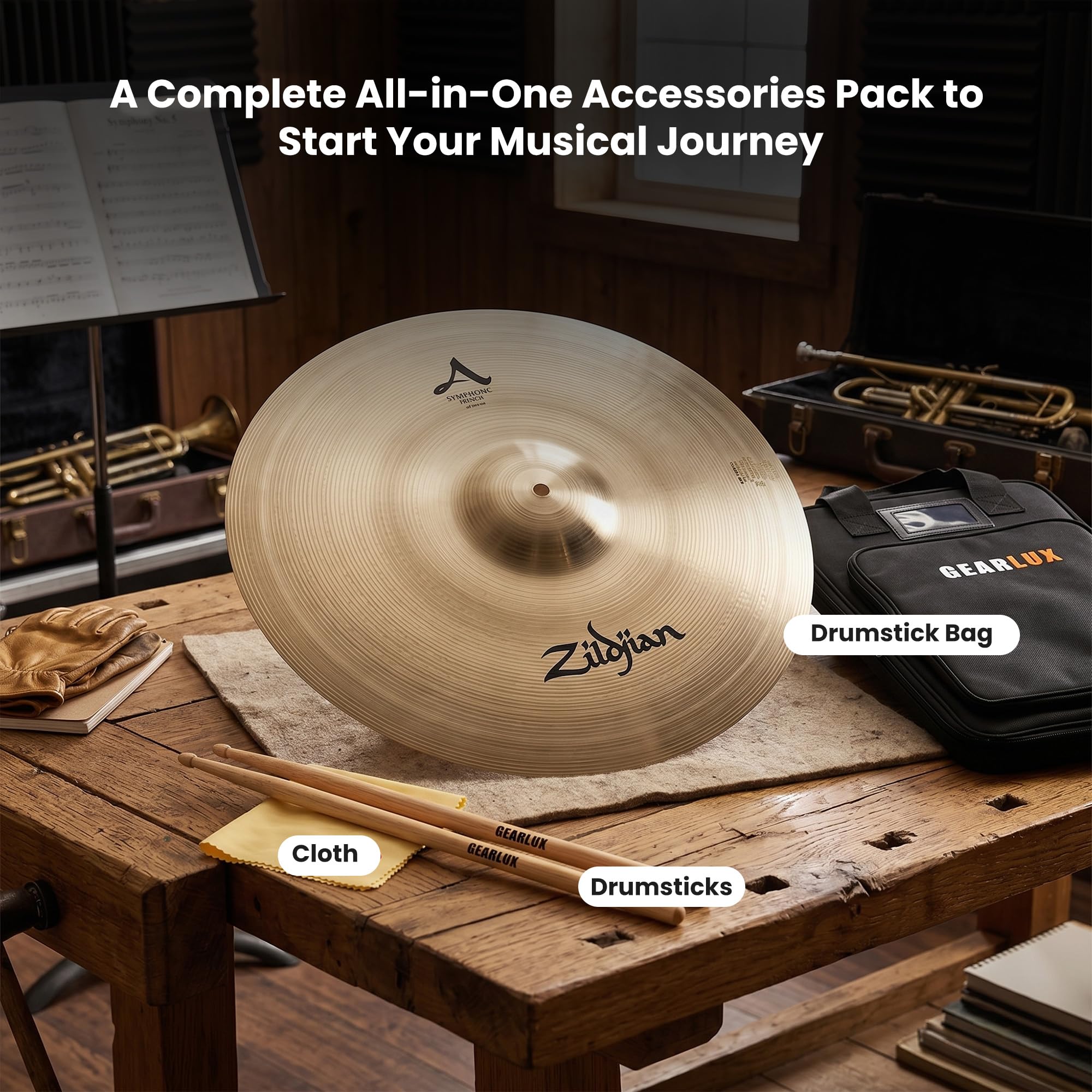 Zildjian A0429 20" A Symphonic French Tone Hand Cymbals - Pair w/ Drumstick Bag