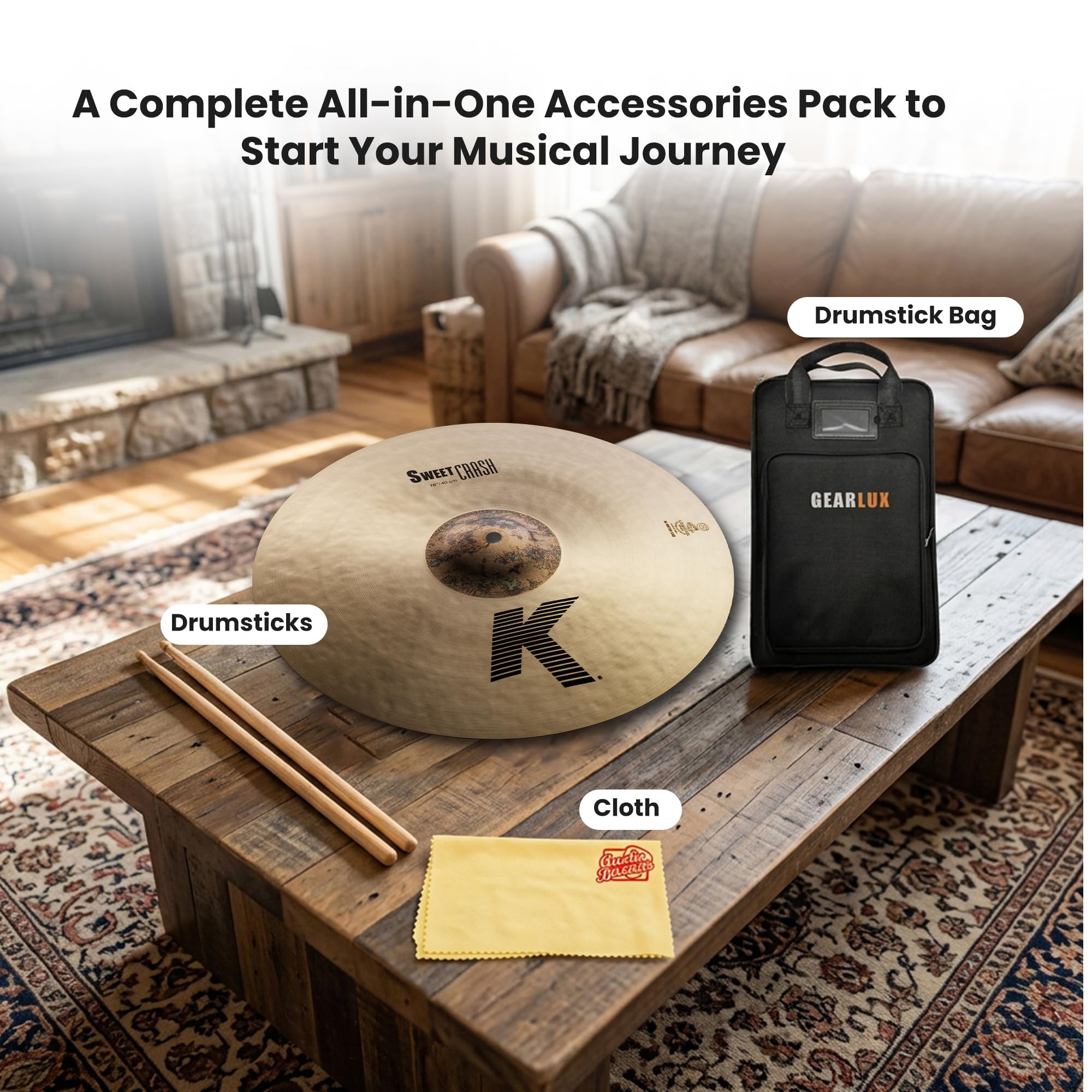 Zildjian K0702 16" K Sweet Crash Cymbal w/ Drumstick Bag