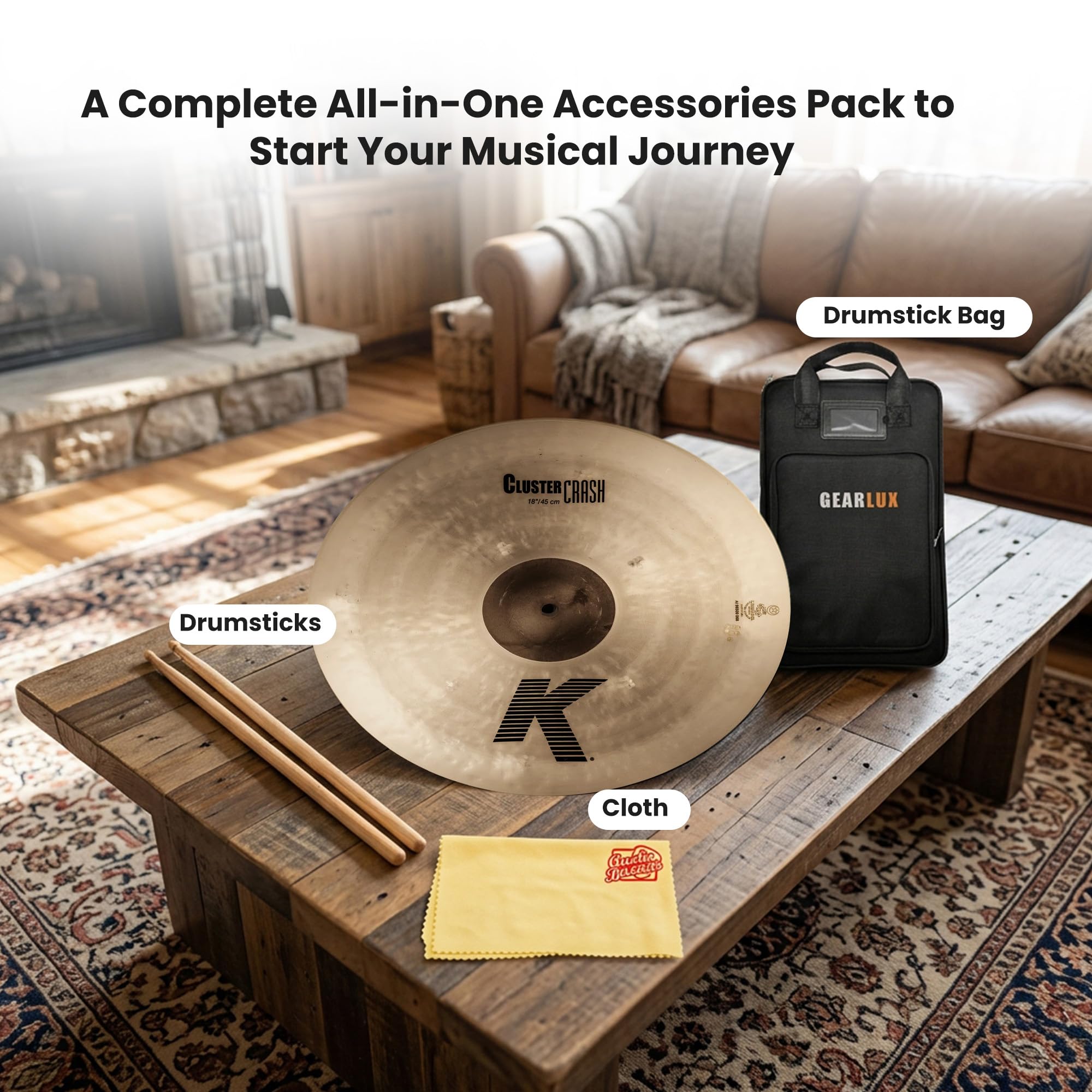 Zildjian K0933 18" K Cluster Crash Cymbal w/ Drumstick Bag