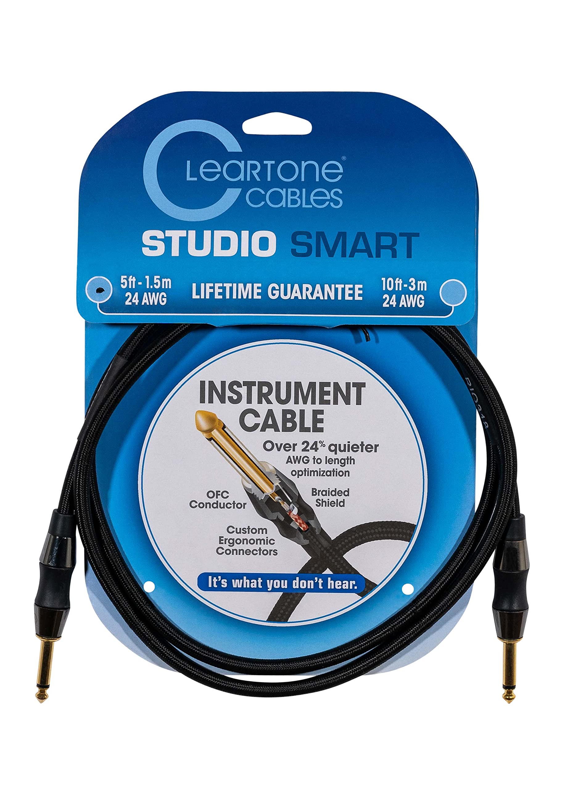 Cleartone 5-Foot Studio Smart Instrument Cable, Straight-Straight, 24 AWG - 3 Pack