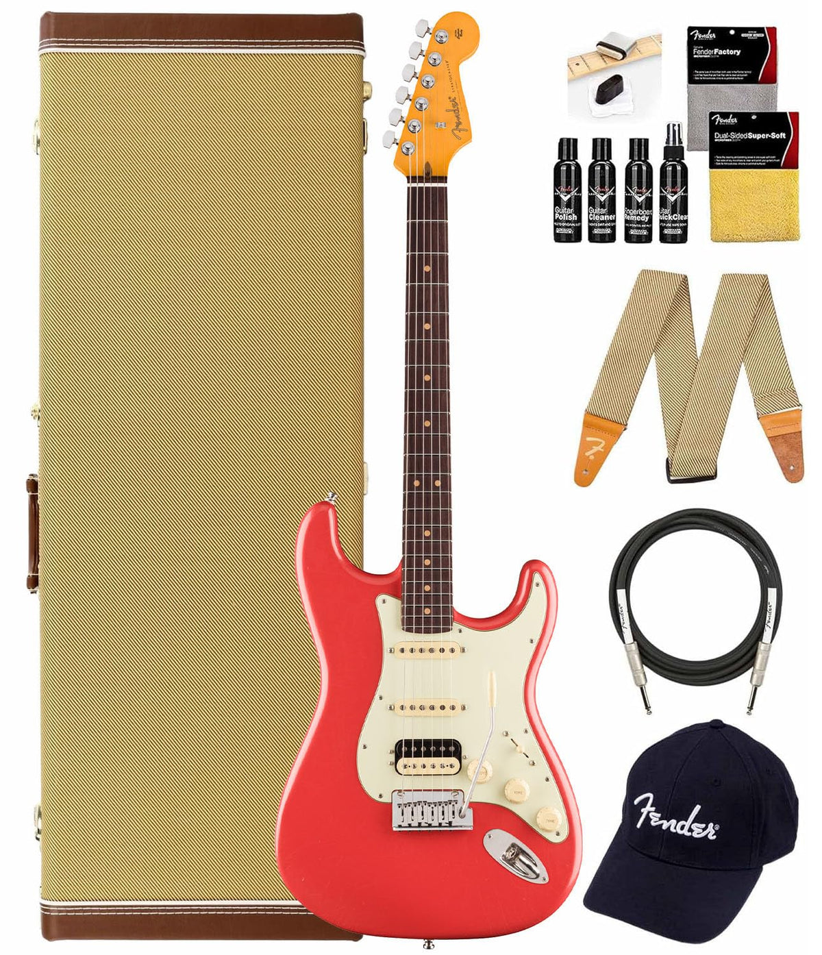 Fender American Ultra Luxe Vintage '60s Stratocaster HSS - Fiesta Red w/ Cleaning Kit
