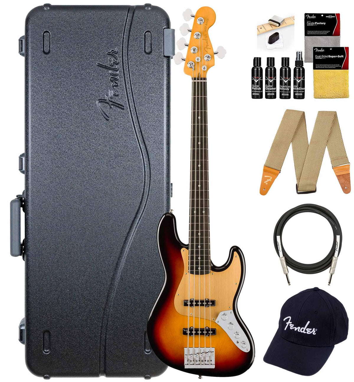 Fender American Ultra II Jazz Bass V - Ultraburst w/ Hard Case
