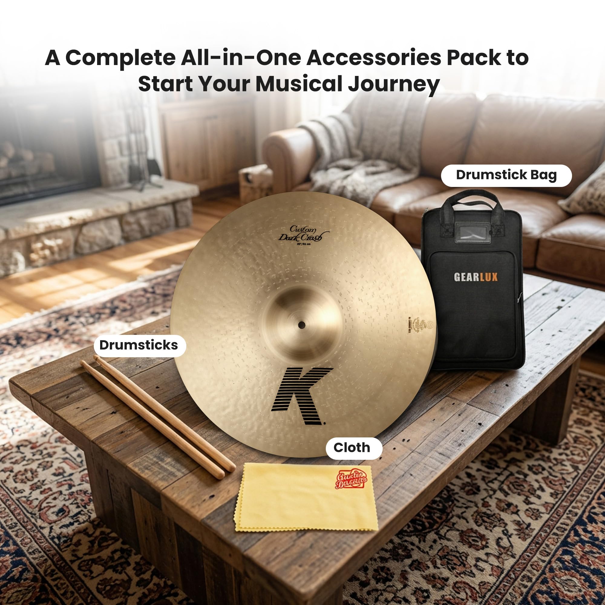 Zildjian K0979 20" K Custom Dark Crash Cymbal w/ Drumstick Bag
