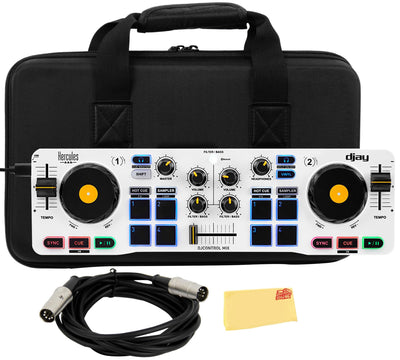 Hercules DJControl Mix Bluetooth Wireless DJ Controller for Smartphones - White w/ Case
