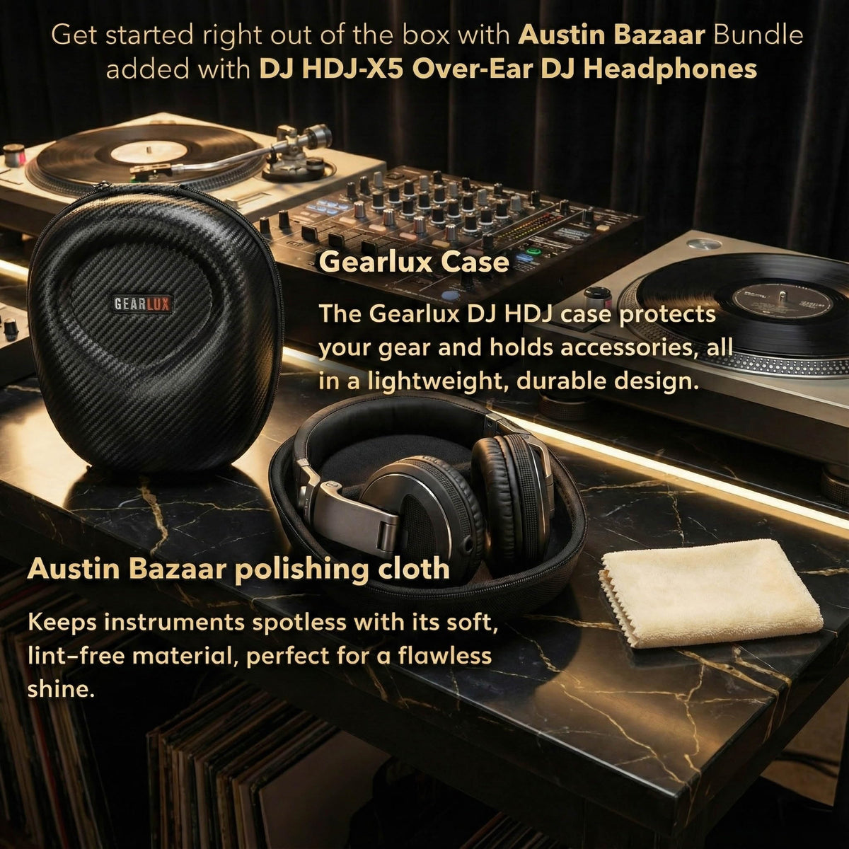 Pioneer DJ HDJ-X5 Over-Ear DJ Headphones - Black w/ Headphones Case