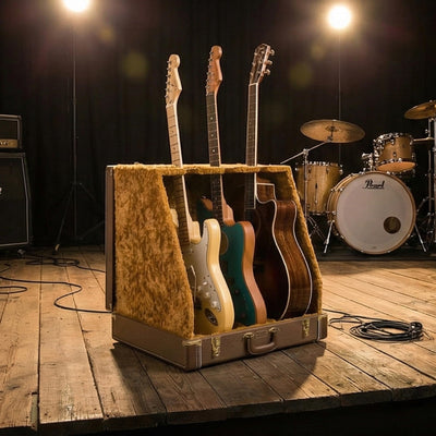 Fender Classic 3-Guitar Case Stand - Brown w/ Picks