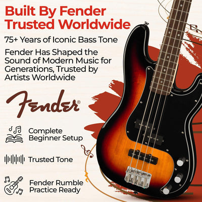 Fender Squier Affinity Precision Bass PJ - 3-Color Sunburst w/ Rumble 15 Amplifier