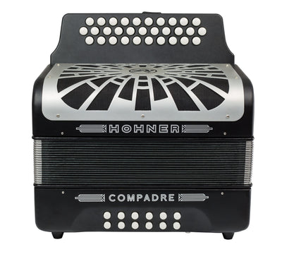 Hohner Compadre GCF 3-Row Diatonic Accordion - Black w/ Hard Case