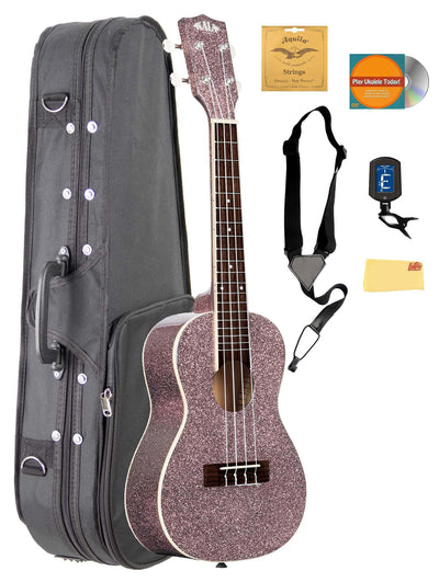Kala KA-SPRK-PINK Pink Champagne Concert Ukulele w/ Case