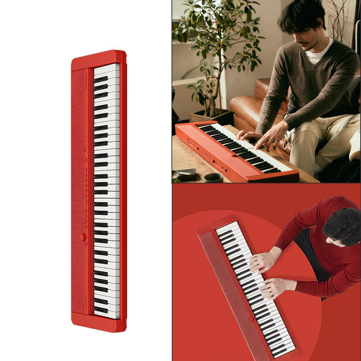 Casio CT-S1 Casiotone 61-Key Keyboard - Red w/ Adjustable Stand