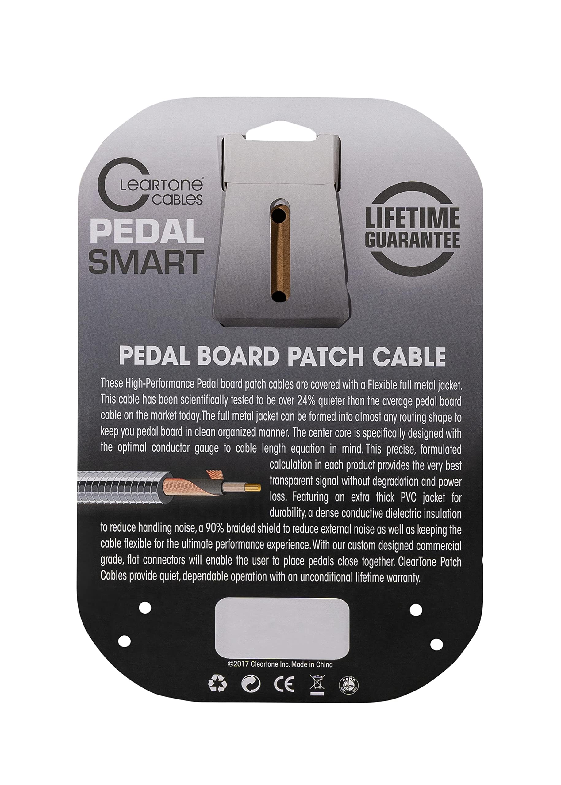 Cleartone 12-Inch Pedal Smart Pedalboard Patch Cable, Angled-Angled, 24 AWG - 3 Pack