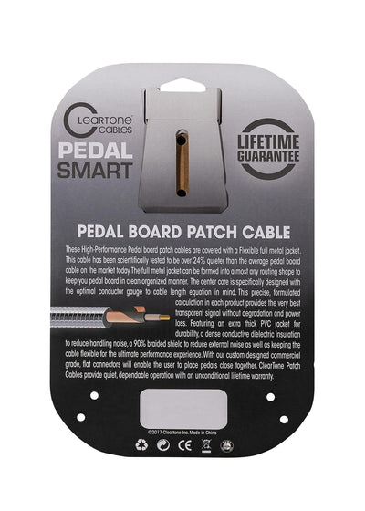 Cleartone 12-Inch Pedal Smart Pedalboard Patch Cable, Angled-Angled, 24 AWG - 3 Pack