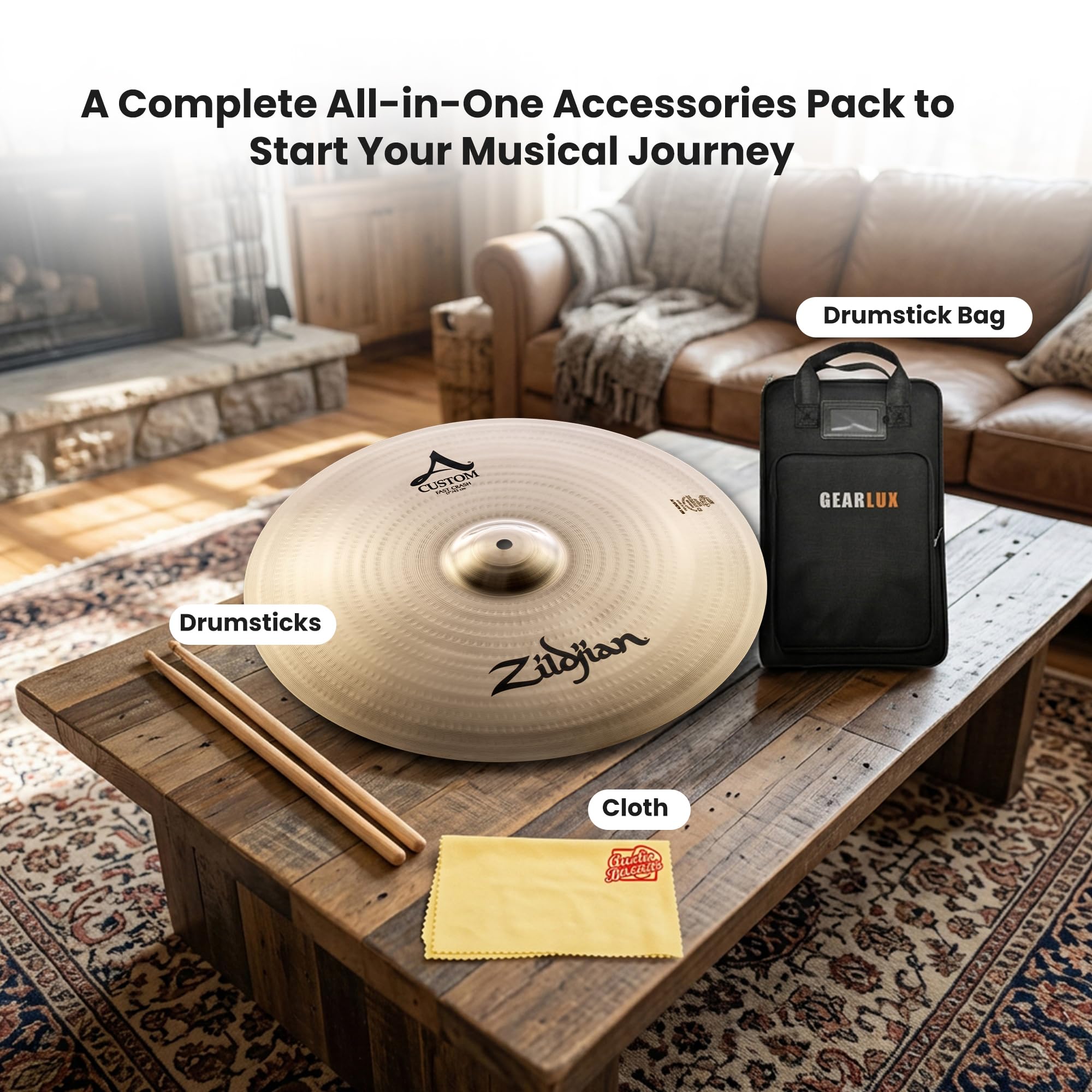 Zildjian A20533 17" A Custom Fast Crash Cymbal w/ Drumstick Bag
