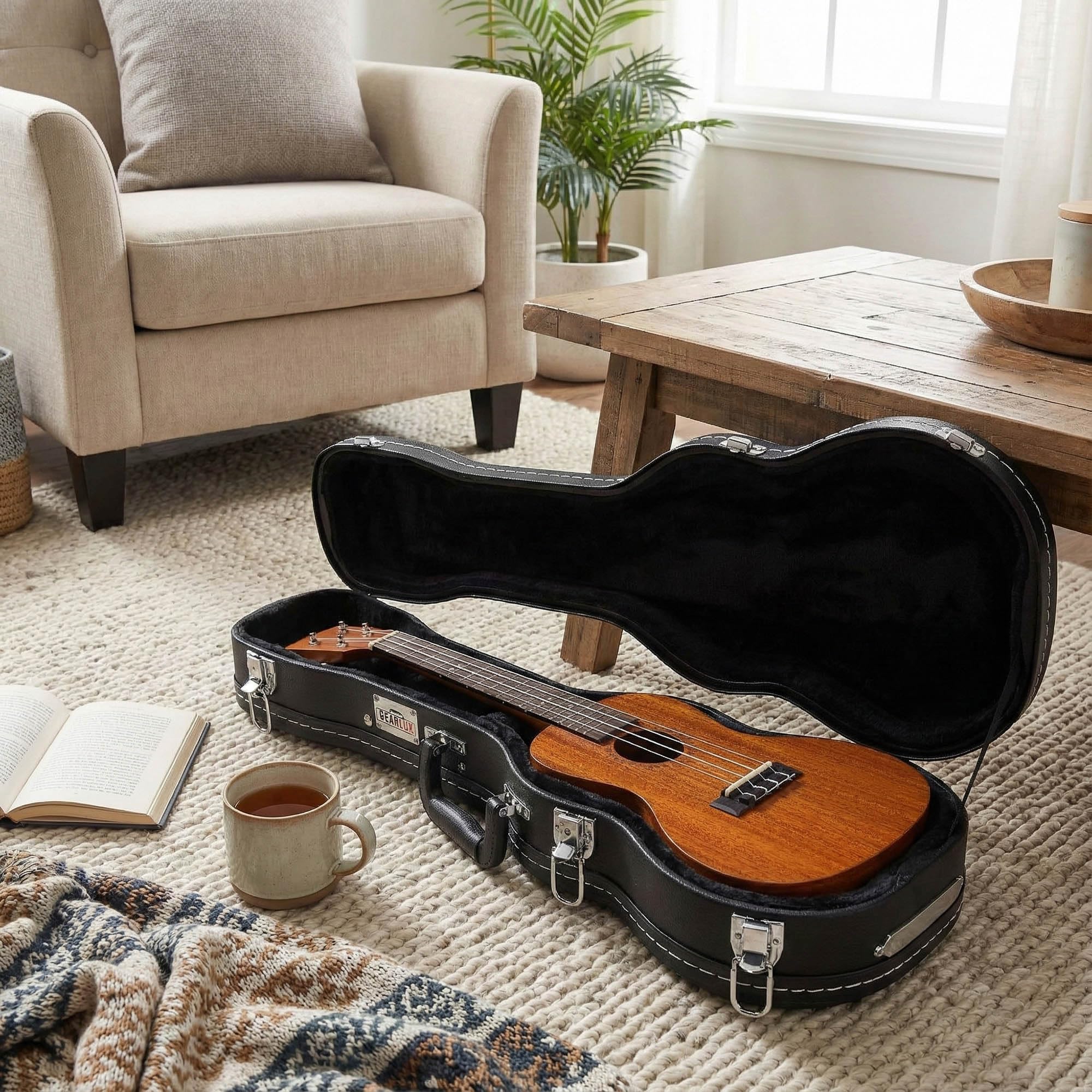 Gearlux Wooden Concert Ukulele Case - Black