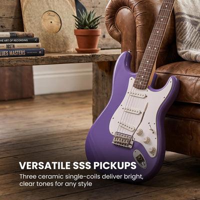 Fender Squier Sonic Stratocaster - Ultraviolet w/ Mustang Micro Headphone Amplifier