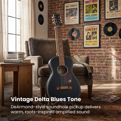 Gretsch Jim Dandy Deltoluxe Parlor Short Scale Acoustic-Electric Guitar - Black Top