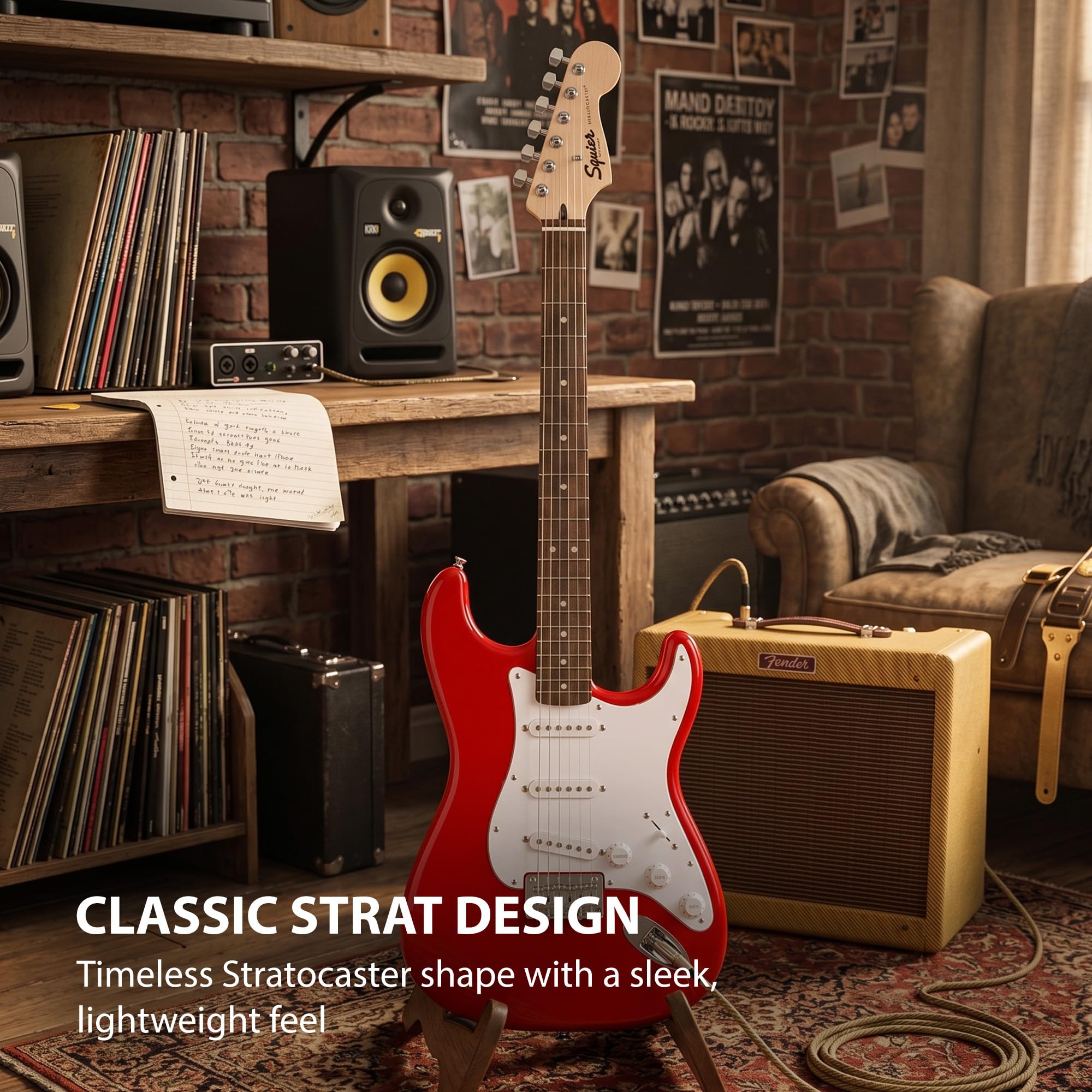 Fender Squier Sonic Stratocaster HT - Torino Red w/ Mustang Micro