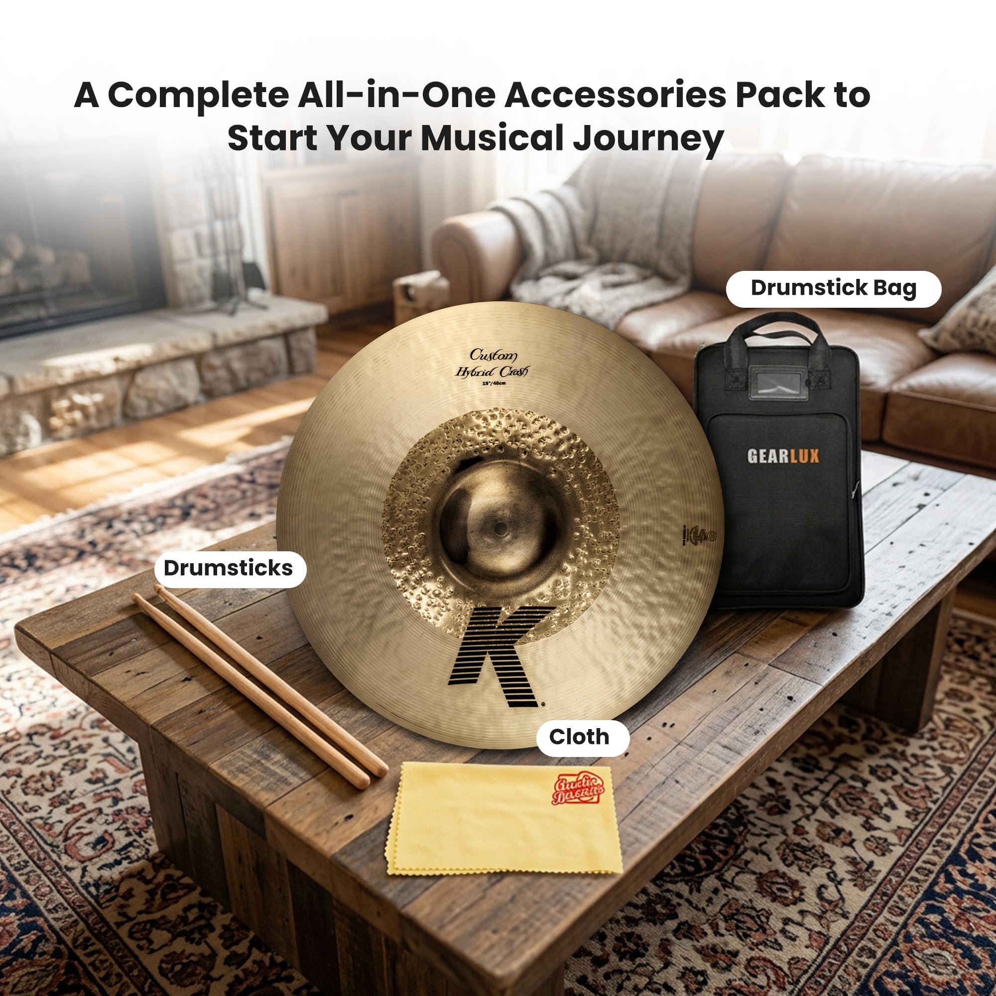 Zildjian K1219 19" K Custom Hybrid Crash Cymbal w/ Drumstick Bag