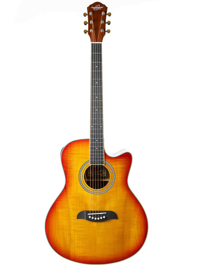 Oscar Schmidt OA10CE Mini Auditorium Acoustic-Electric Guitar - Spalted Maple w/ Gig Bag