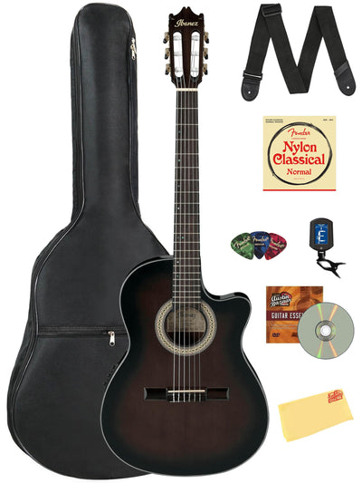 Ibanez GA35TCE Acoustic-Electric Classical Guitar - Dark Violin Sunburst High Gloss w/ Gig Bag