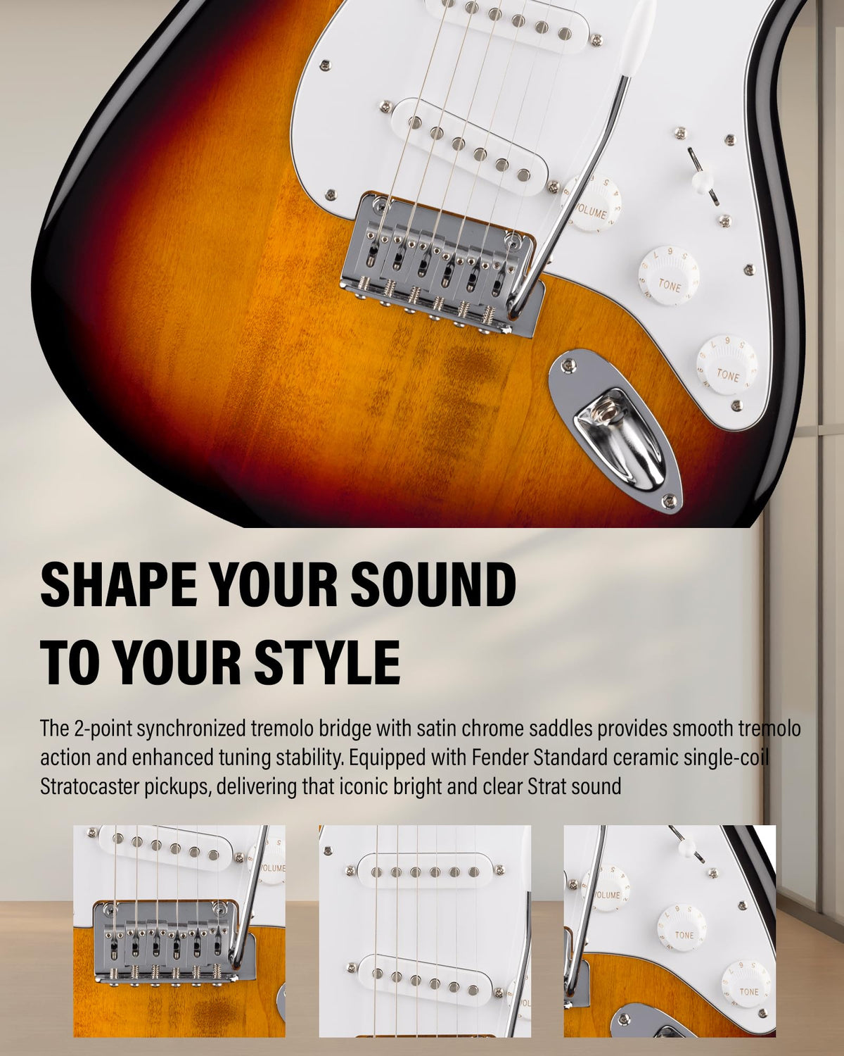 Fender Standard Stratocaster - 3-Color Sunburst w/ Guitar Cleaning Kit