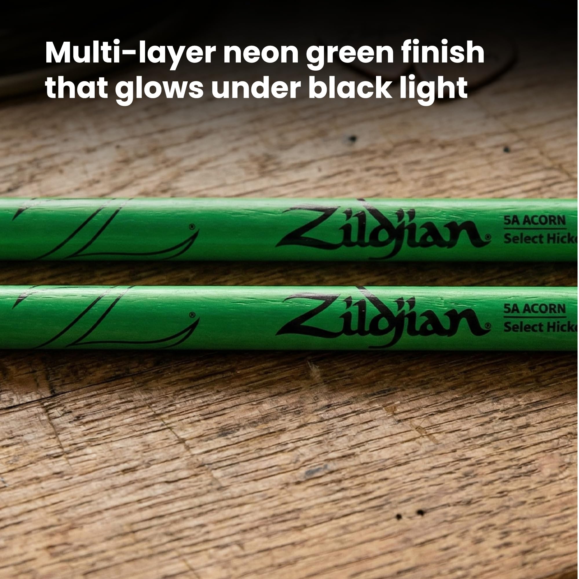 Zildjian 5A Acorn Neon Green Drumsticks - 12 Pack