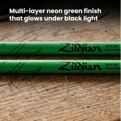 Zildjian 5A Acorn Neon Green Drumsticks - 12 Pack