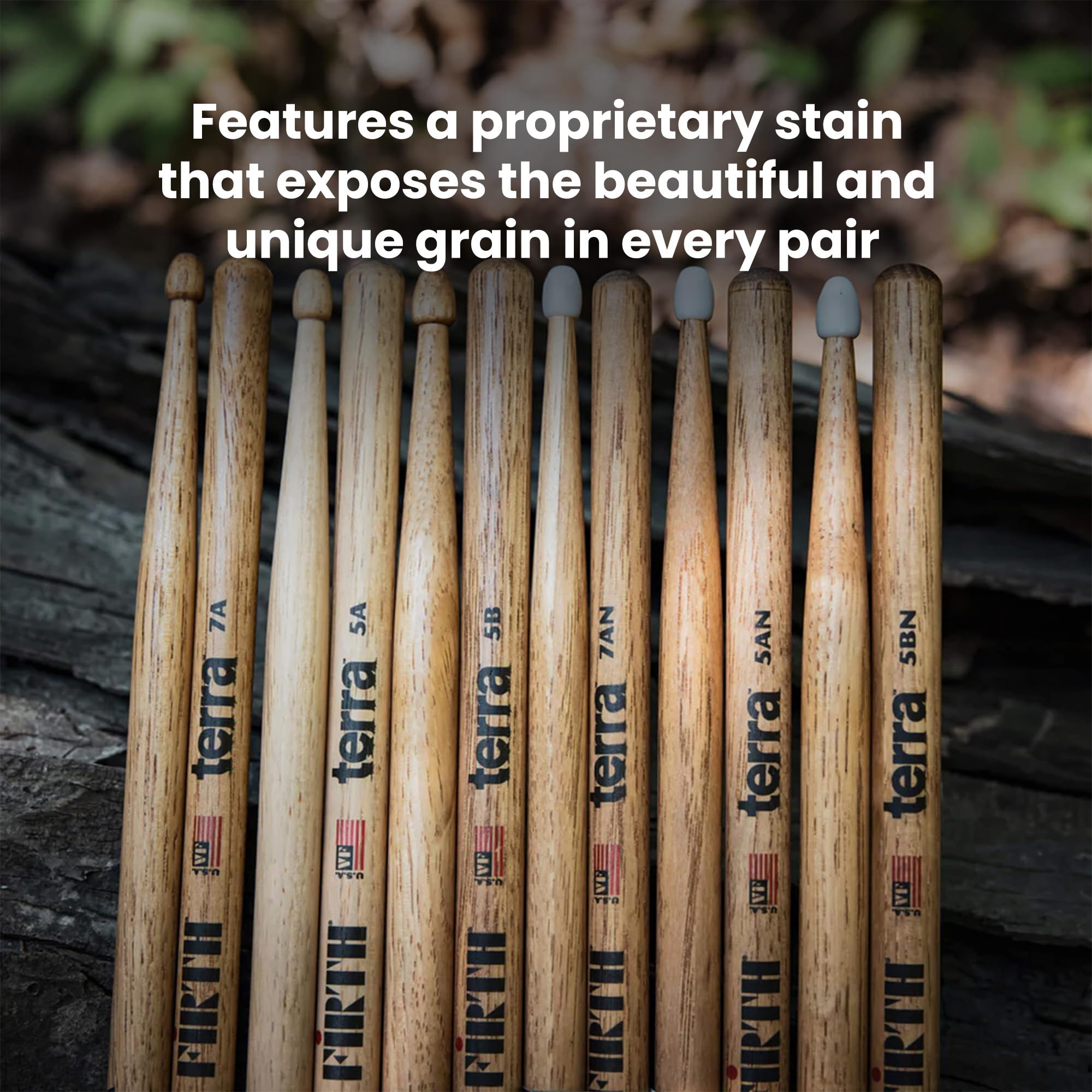 Vic Firth American Classic 5A Terra Series Nylon Tip Drumsticks - 6 Pack