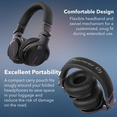Pioneer DJ HDJ-CUE1 DJ Headphones - Black w/ Headphones Case