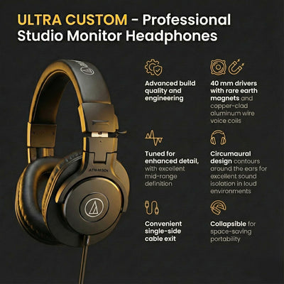 Audio-Technica ATH-M30x Professional Monitor Headphones w/ Case