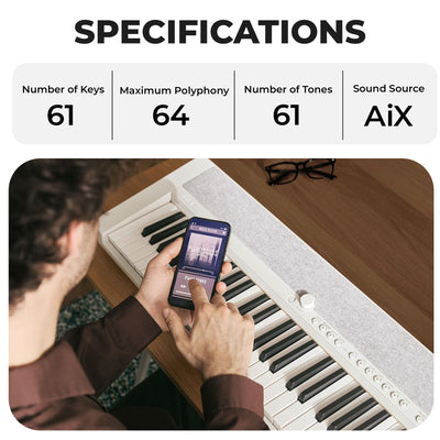 Casio CT-S1 Casiotone 61-Key Keyboard - White w/ Adjustable Stand