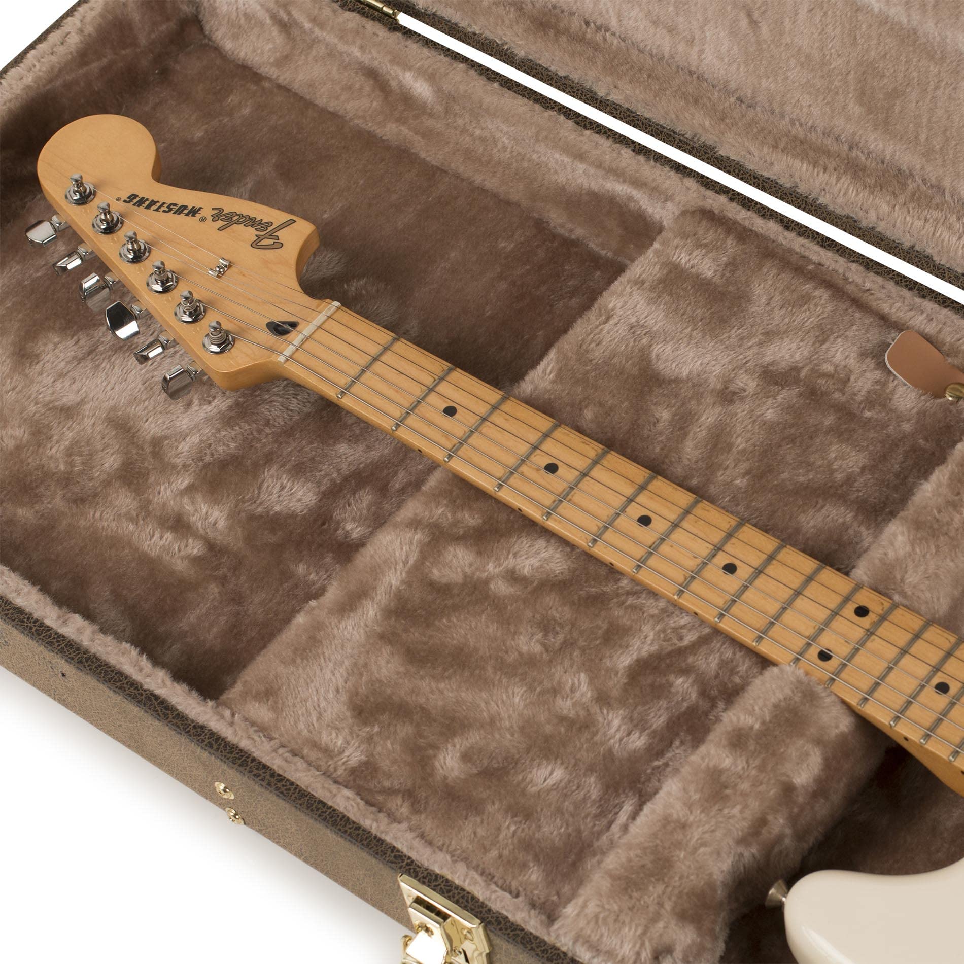 Gator GW-ELECT-VIN Deluxe Wood Case for Electric Guitars - Vintage Brown w/ Strap