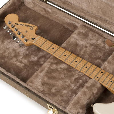 Gator GW-ELECT-VIN Deluxe Wood Case for Electric Guitars - Vintage Brown w/ Strap