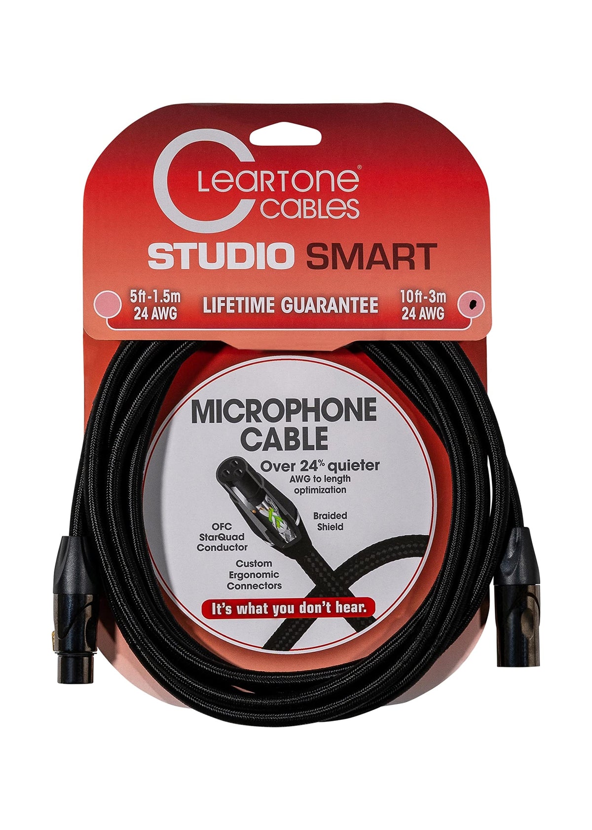 Cleartone 10-Foot Studio Smart Microphone Cable, 24 AWG - 3 Pack