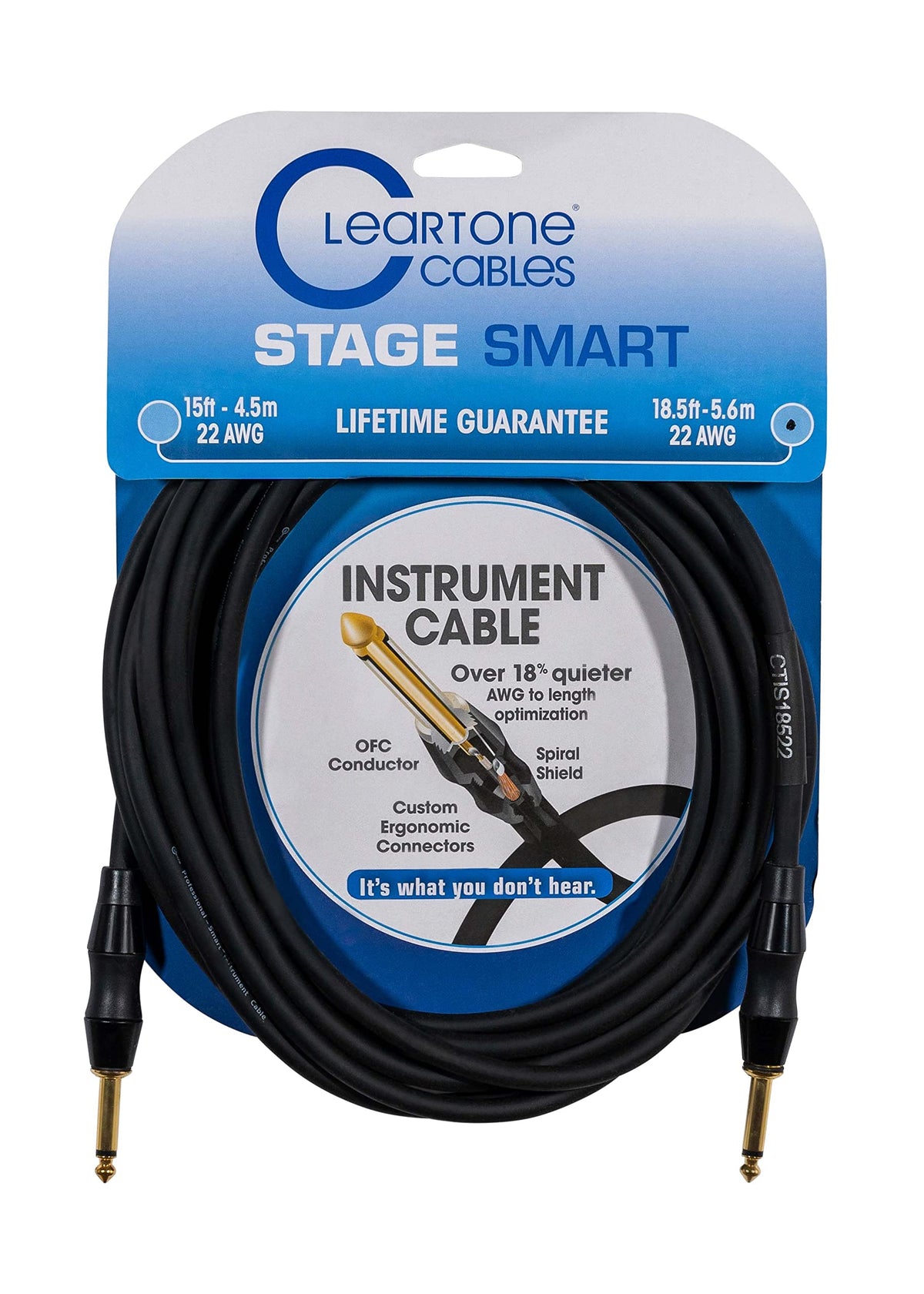 Cleartone 18.5-Foot Stage Smart Instrument Cable, Straight-Straight, 22 AWG - 2 Pack