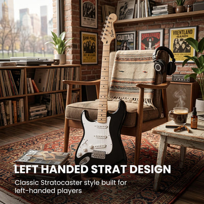 Fender Squier Sonic Stratocaster, Left Handed - Black w/ Mustang Micro